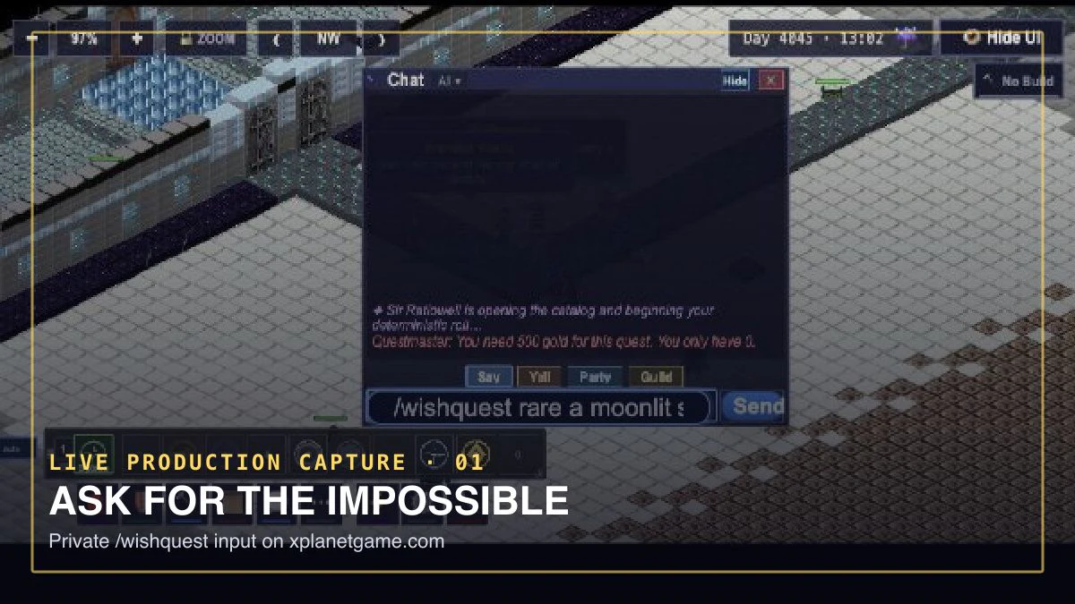 Player entering a private Questmaster wish in X Planet